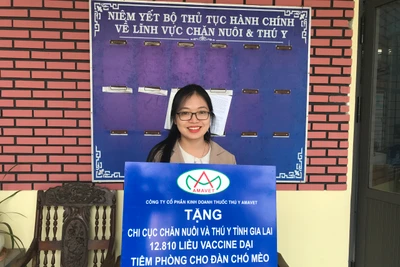 Tặng hơn 12.800 liều vắc xin tiêm phòng bệnh dại chó, mèo cho tỉnh Gia Lai