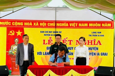 Ban Chỉ huy Quân sự huyện Ia Grai kết nghĩa với làng Yam