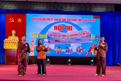 Hội thi Tuyên truyền viên giỏi về An toàn giao thông năm 2023 do Ban Tuyên giáo Tỉnh ủy phối hợp với Ban An toàn giao thông tỉnh, Công an tỉnh tổ chức. Ảnh Hà Duy.jpg