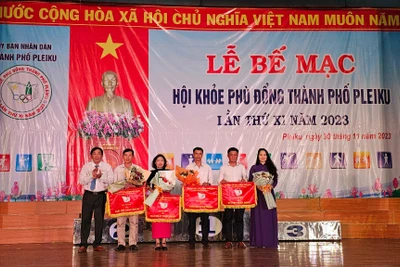 Trường Tiểu học Nguyễn Văn Trỗi và THCS Phạm Hồng Thái giành giải nhất toàn đoàn Hội khỏe Phù đổng TP. Pleiku