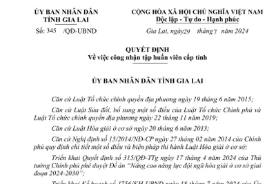 Gia Lai: Công nhận 17 tập huấn viên cấp tỉnh