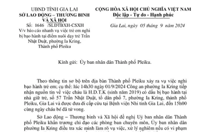 Sở Lao động-TBXH Gia Lai đề nghị làm rõ, xử lý nghiêm vụ trẻ em nghi bị bạo hành 