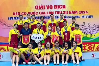 Gia Lai đạt 15 huy chương tại 2 giải vô địch kéo co và đẩy gậy quốc gia năm 2024