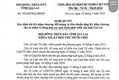 Gia Lai quy định tên kỷ niệm chương và quy định tặng kỷ niệm chương