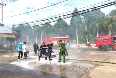 Thực tập phương án chữa cháy và cứu nạn cứu hộ tại huyện Kbang