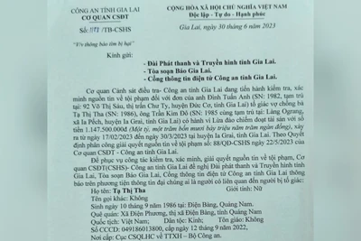 Công an tỉnh Gia Lai thông báo tìm bị hại