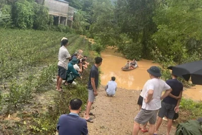 Hai bé trai bị lũ sau bão cuốn mất tích