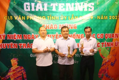 Bế mạc Giải tennis CLB Văn phòng Tỉnh ủy Gia Lai lần thứ 9 (mở rộng) 