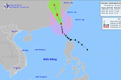 Thời tiết ngày 28/7: Bão số 2 di chuyển theo hướng Bắc Tây Bắc và suy yếu dần