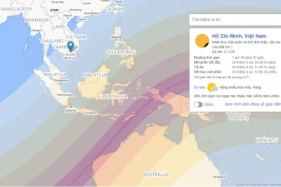 Nhật thực lai hiếm gặp diễn ra vào ngày 20-4, một nửa Việt Nam trong vùng quan sát 