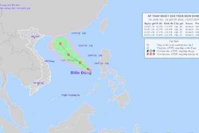 Áp thấp nhiệt đới trên biển Đông giật cấp 8, di chuyển hướng Tây Bắc