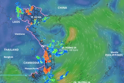 Xuất hiện vùng áp thấp trên Biển Đông gây mưa dông gió mạnh