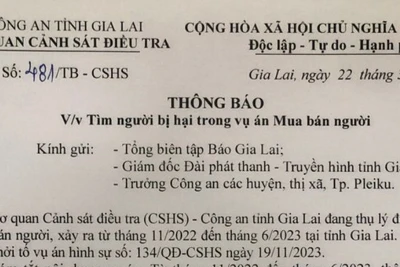 Thông báo tìm bị hại trong vụ án mua bán người liên quan đến bị can Vũ Thị Khánh Huyền