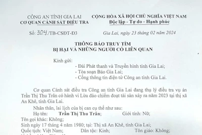 Truy tìm bị hại và những người có liên quan đến bà Trần Thị Thu Trân ở An Khê