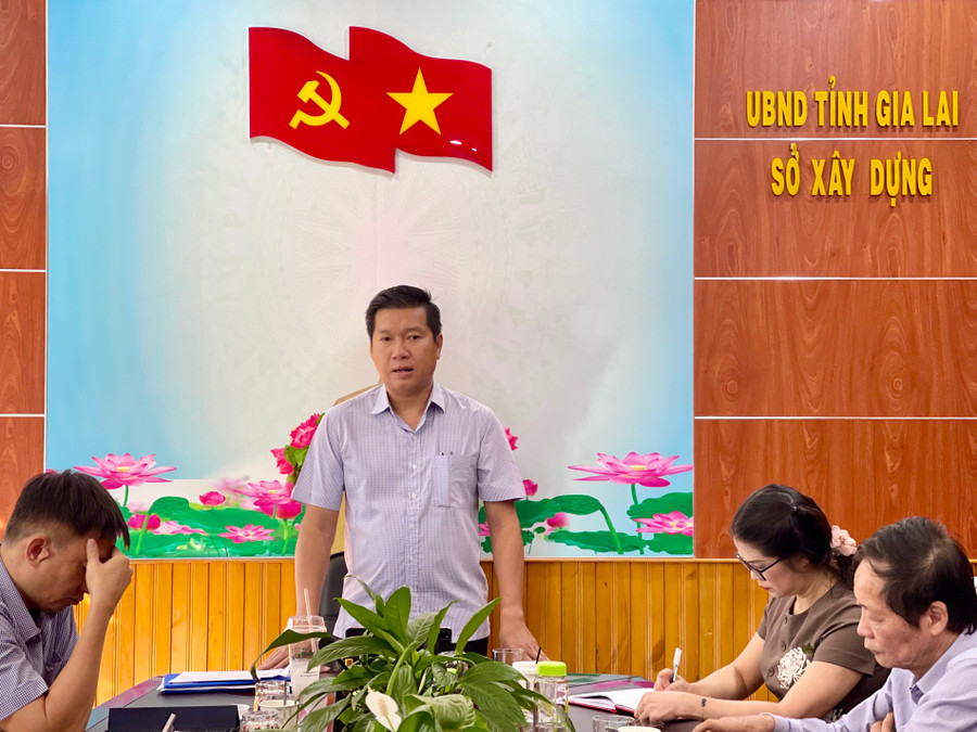 Ông Nguyễn Trường Sơn-Giám đốc Sở Xây dựng Gia Lai phát biểu tại buổi làm việc. Ảnh: V.T ong-son.jpg