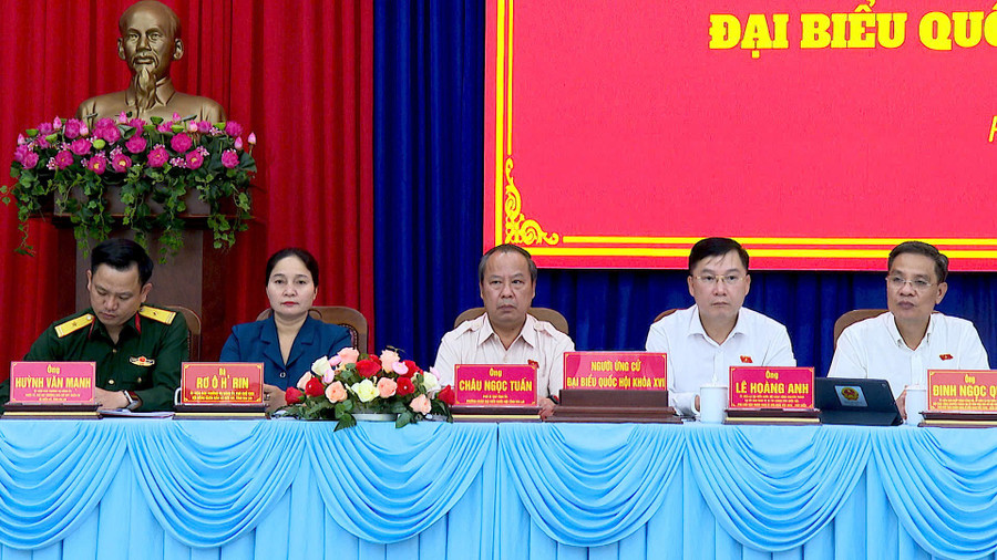 Các ứng cử viên ĐBQH khóa XVI tại đơn vị bầu cử số 4 tỉnh Gia Lai. Ảnh: Mạnh Hà