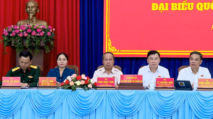 Các ứng cử viên ĐBQH khóa XVI tại đơn vị bầu cử số 4 tỉnh Gia Lai. Ảnh: Mạnh Hà