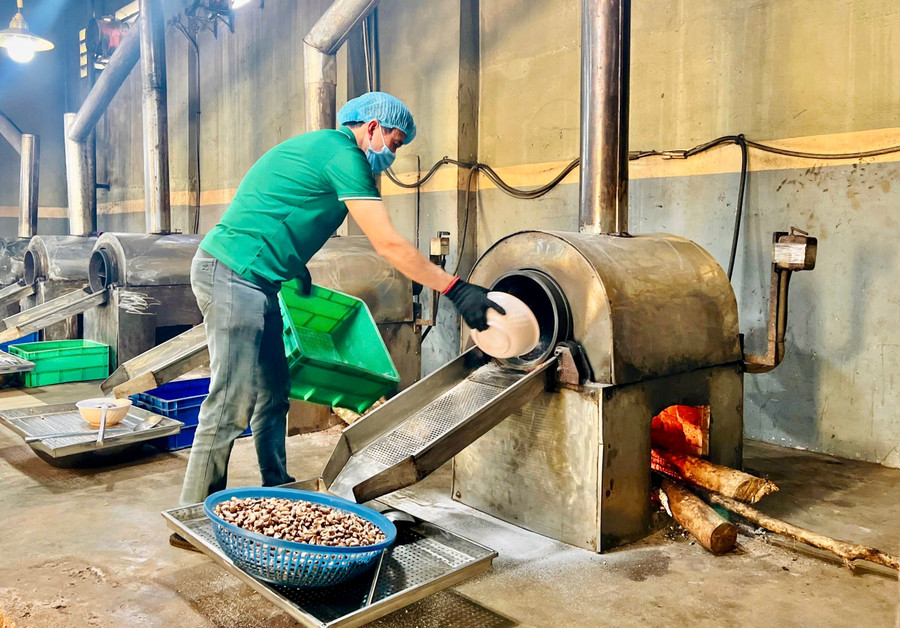Phương pháp rang thủ công sẽ giữ lại vị ngọt, bùi và vị ngậy đặc trưng mà không loại hạt điều công nghiệp nào sánh bằng. Ảnh: Vũ Thảo 333.jpg