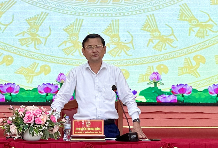 Phó Chủ tịch UBND tỉnh Nguyễn Tự Công Hoàng phát biểu tại cuộc họp. Ảnh: Vũ Thảo