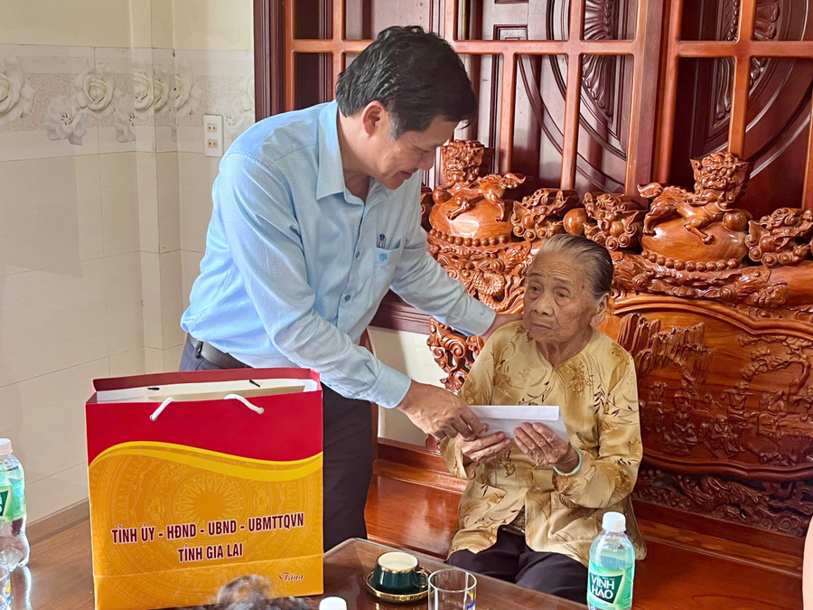 Phó Chủ tịch Thường trực HĐND tỉnh Trương Văn Đạt trao quà tri ân Mẹ Việt Nam Anh hùng Đỗ Thị Túc, tổ dân phố Mỹ Khánh, phường Hoài Nhơn Đông. Ảnh: Bảo Long pho-chu-tich-thuong-truc-hdnd-tinh-truong-van-dat-trao-qua-tri-an-me-viet-nam-anh-hung-do-thi-tuc-to-dan-pho-my-khanh-phuong-hoi-nhon-dong-anh-bao-long.jpg
