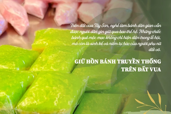 Người phụ nữ đất võ tỉ mỉ chế biến những chiếc bánh dân gian mộc mạc, góp phần giữ hồn ẩm thực truyền thống trên đất vua Tây Sơn.