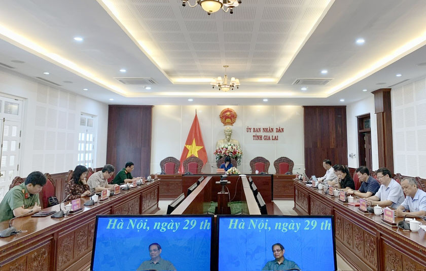 Quang cảnh hội nghị trực tuyến tại điểm cầu Gia Lai. Ảnh: Như Nguyện