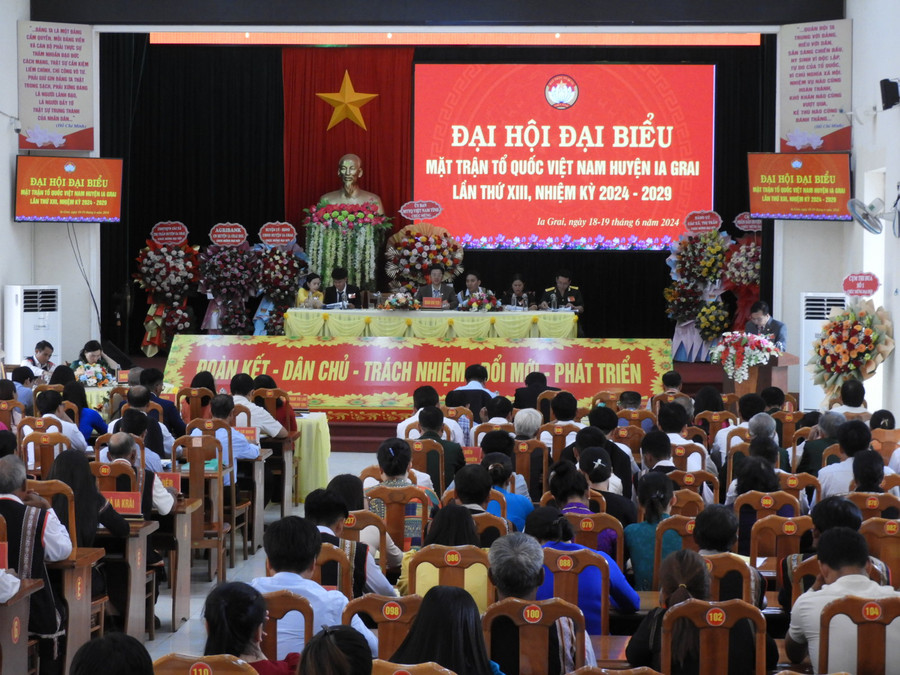 Quang cảnh Đại hội đại biểu MTTQ Việt Nam huyện Ia Grai lần thứ XIII (nhiệm kỳ 2024-2029). Ảnh Thanh Nhật Quang cảnh Đại hội đại biểu MTTQ Việt Nam huyện Ia Grai lần thứ XIII (nhiệm kỳ 2024-2029). Ảnh Thanh Nhật