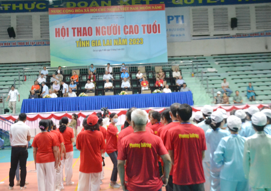 Quang cảnh Lễ khai mạc Hội thao Người cao tuổi tỉnh Gia Lai năm 2023. Ảnh: Hoàng Cư