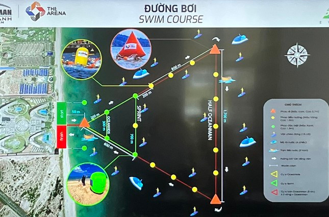 Mô hình đường bơi giải bơi biển Quốc tế The Arena Oceanman Cam Ranh Việt Nam 2023. Ảnh: Báo Tiền Phong