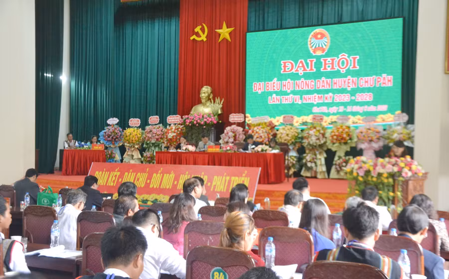 Quảng cảnh Đại hội đại biểu Hội Nông dân huyện Chư Păh lần thứ VI, nhiệm kỳ 2023-2028. Ảnh: Hoàng Cư