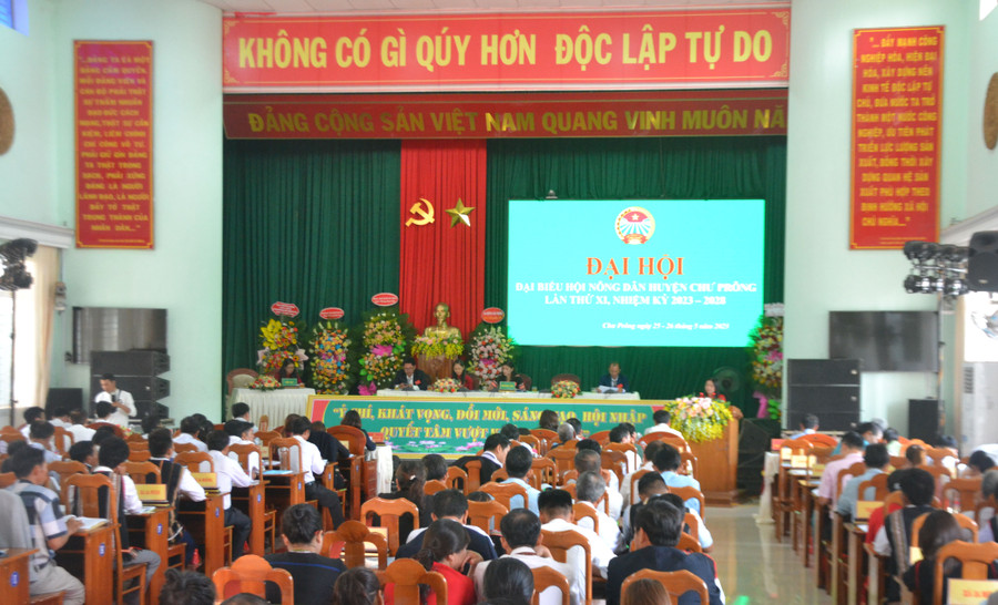 Quang cảnh Đại hội đại biểu Hội Nông dân huyện Chư Prông lần thứ XI, nhiệm kỳ 2023-2028. Ảnh: Hoàng Cư Quang cảnh Đại hội đại biểu Hội Nông dân huyện Chư Prông lần thứ XI, nhiệm kỳ 2023-2028. Ảnh: Hoàng Cư