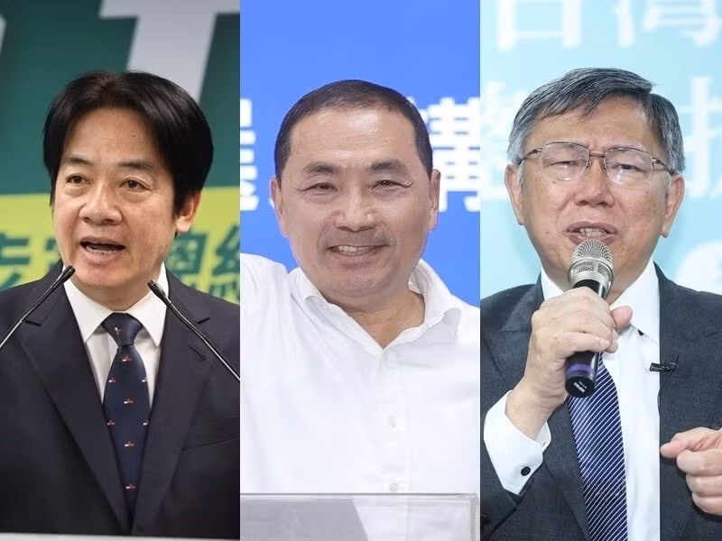 3 ứng viên trong cuộc bầu cử lãnh đạo Đài Loan: Lại Thanh Đức, Hầu Hữu Nghị và Kha Văn Triết (từ trái sang). Ảnh: CNA