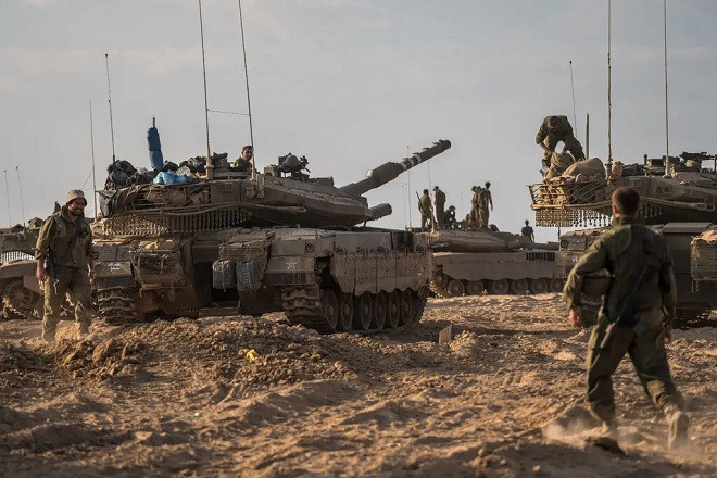 Lực lượng Israel ở Dải Gaza. Ảnh: New York Times