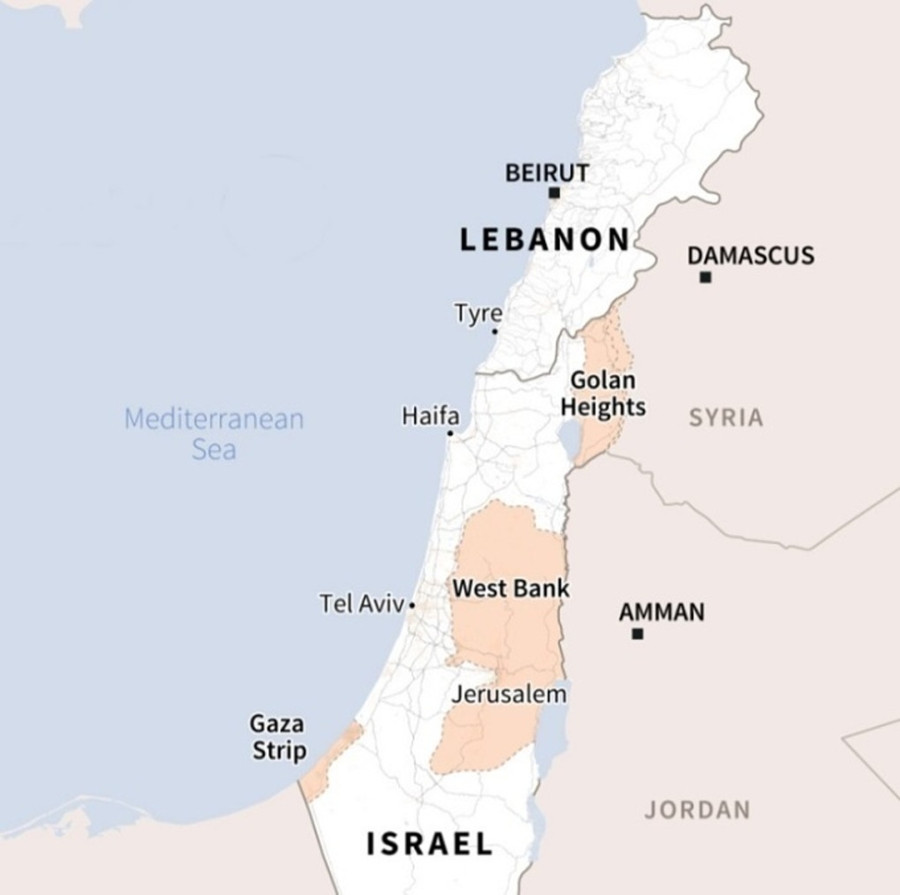 Đồ họa vị trí Lebanon và Israel. Ảnh: AFP Đồ họa vị trí Lebanon và Israel. Ảnh: AFP