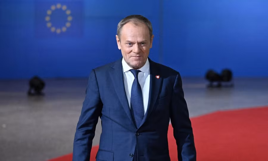 Thủ tướng Ba Lan Donald Tusk tại Bỉ hồi tháng 12-2023.Ảnh: AFP