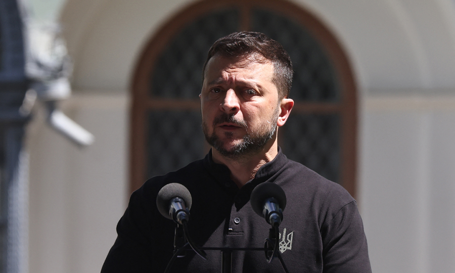 Tổng thống Zelensky trong buổi họp báo ngày 28/6 tại Kiev. Ảnh: AFP