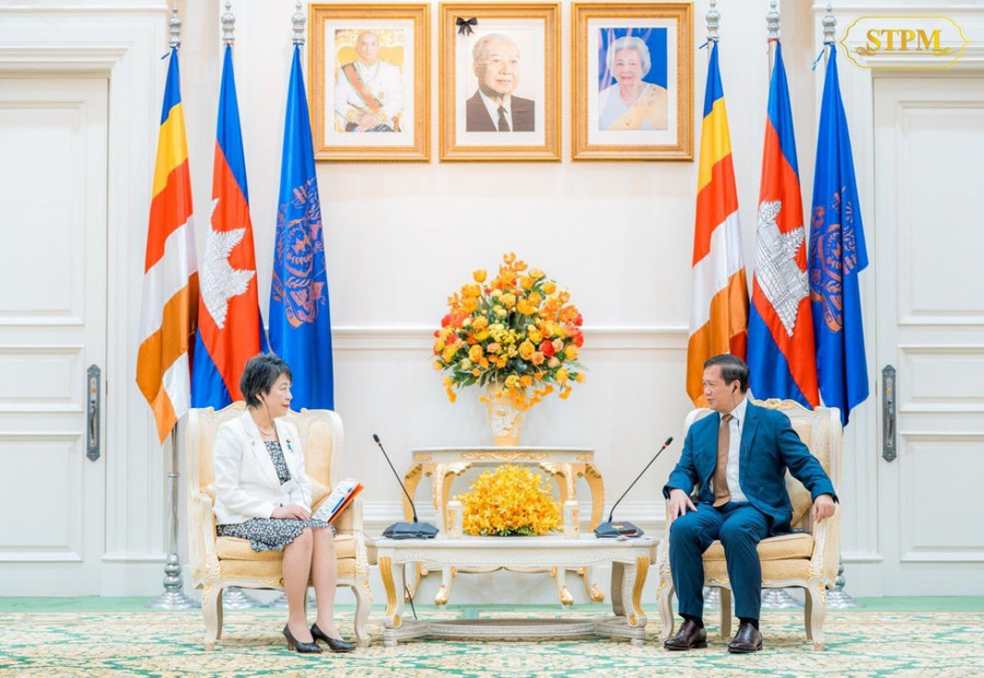 Bộ trưởng ngoại giao Nhật Bản Yoko Kamikawa gặp Thủ tướng Campuchia Hun Manet tại Phnom Penh ngày 6/7. Ảnh: VOV Bộ trưởng ngoại giao Nhật Bản Yoko Kamikawa gặp Thủ tướng Campuchia Hun Manet tại Phnom Penh ngày 6/7. Ảnh: VOV