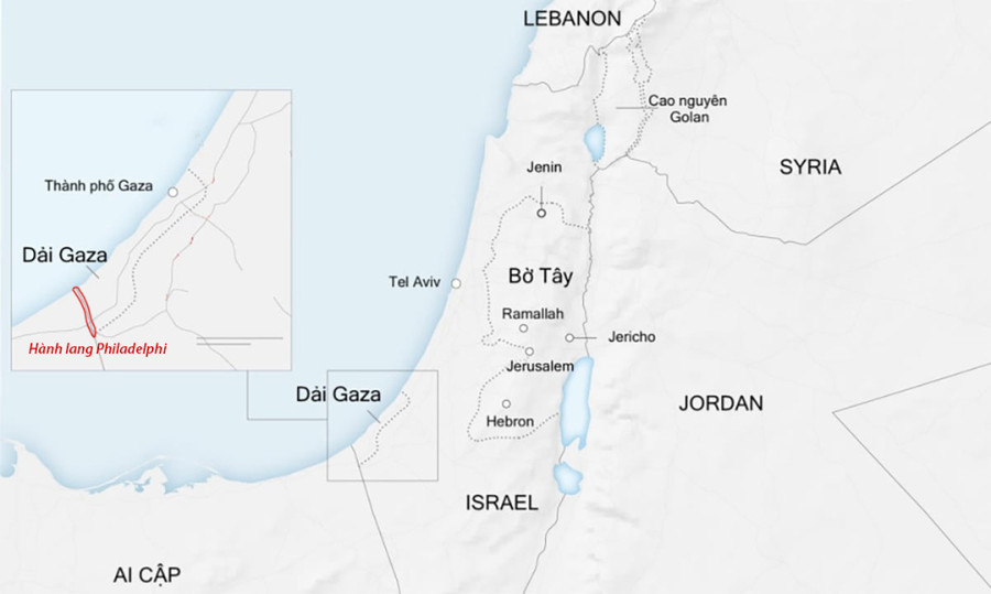 Vị trí Dải Gaza, Israel và Ai Cập. Đồ họa: CNN