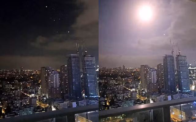 Hệ thống phòng không Israel đánh chặn tên lửa của Iran. Ảnh: Time of Israel Hệ thống phòng không Israel đánh chặn tên lửa của Iran. Ảnh: Time of Israel