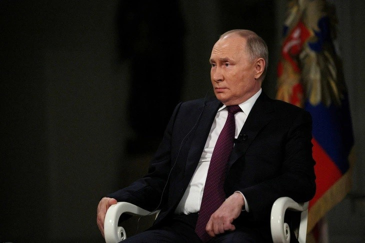Tổng thống Nga Putin trả lời phỏng vấn ngày 14/2. Ảnh: Reuters