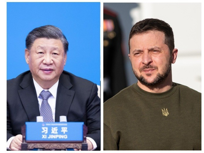 Chủ tịch Trung Quốc Tập Cận Bình và Tổng thống Ukraine Zelensky. Ảnh: MB