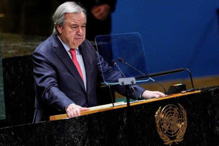 Tổng thư ký LHQ Antonio Guterres trong cuộc họp Đại hội đồng ngày 22/2. Ảnh: Reuters Tổng thư ký LHQ Antonio Guterres trong cuộc họp Đại hội đồng ngày 22/2. Ảnh: Reuters