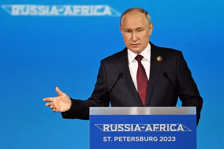 Tổng thống Putin tại Hội nghị thượng đỉnh Nga- châu Phi. Ảnh: Tass