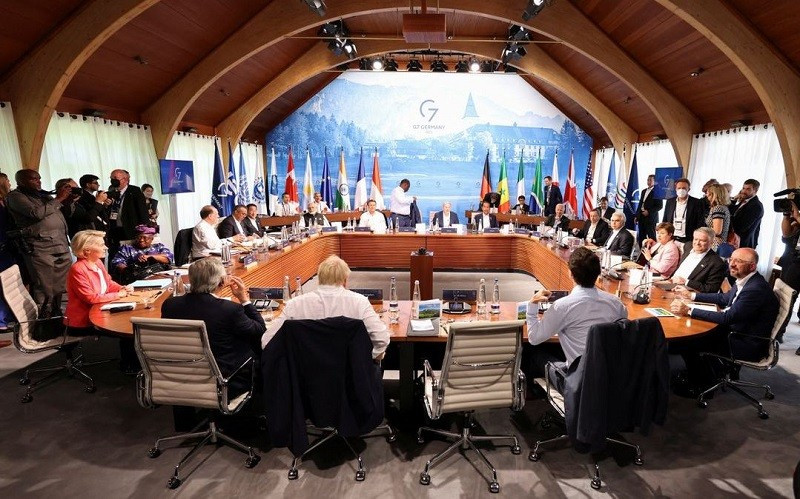 Lãnh đạo G7 họp với các nước đối tác tham dự hội nghị thượng đỉnh G7 ở Đức năm 2022. Ảnh: Reuters Lãnh đạo G7 họp với các nước đối tác tham dự hội nghị thượng đỉnh G7 ở Đức năm 2022. Ảnh: Reuters