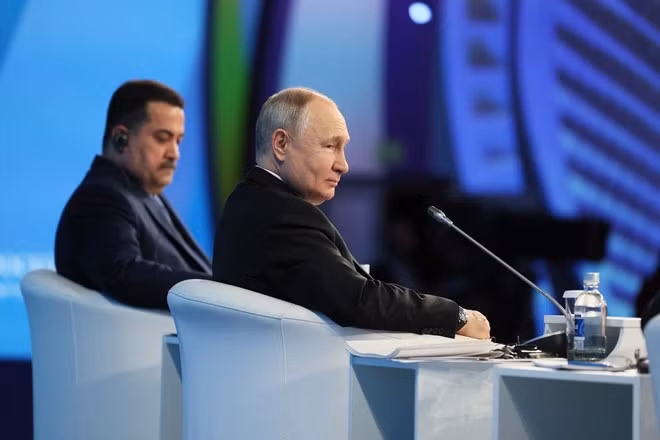 Tổng thống Nga Putin trong cuộc trao đổi với Thủ tướng Israel. Ảnh: AFP