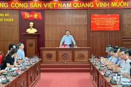 Phó Chủ tịch UBND tỉnh Nguyễn Tự Công Hoàng phát biểu kết luận tại buổi làm việc. Ảnh: Hà Duy