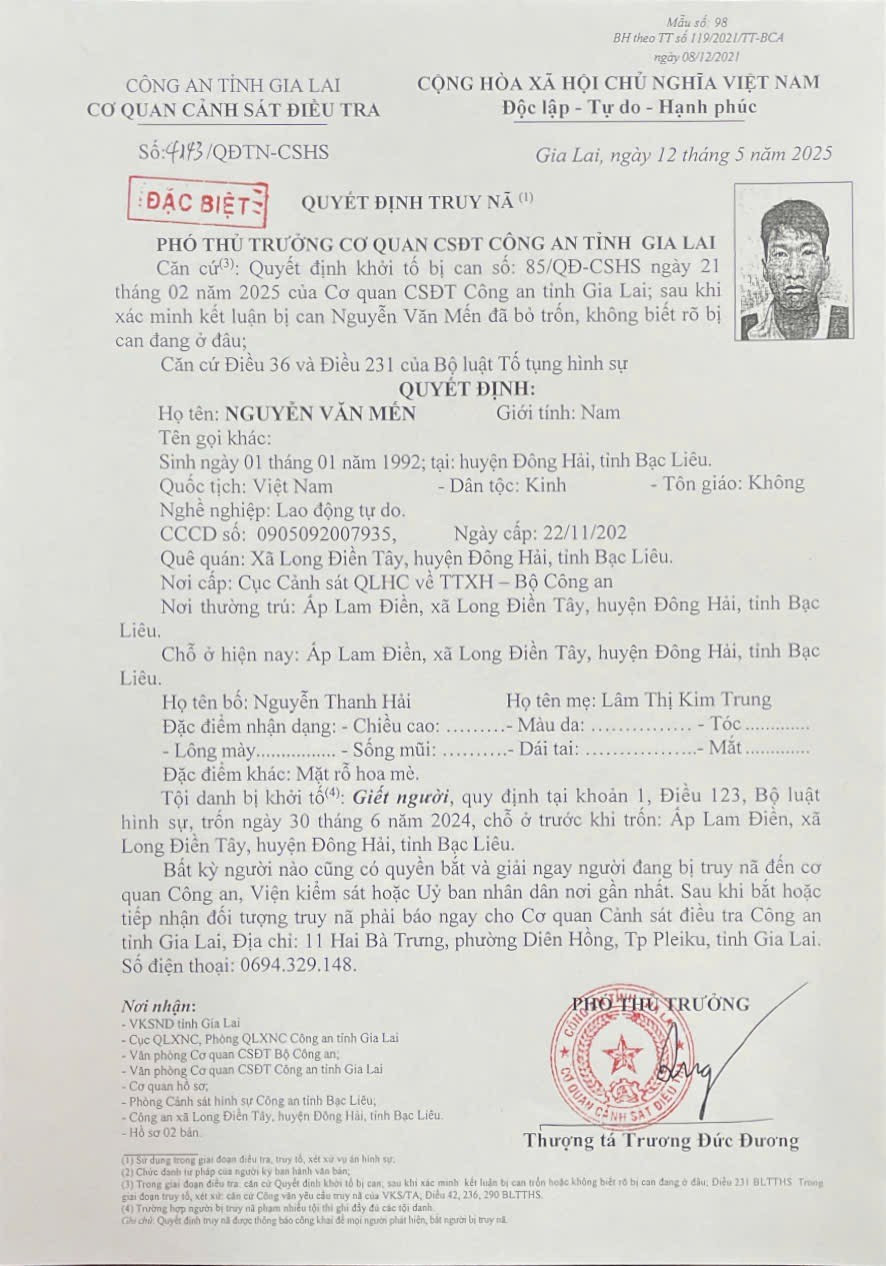 Trong vụ án, Mến vẫn đang trốn truy nã. Ảnh: ĐVCC trong-vu-an-con-1-doi-tuong-la-men-dang-tron-truy-na-anh-dvcc.jpg
