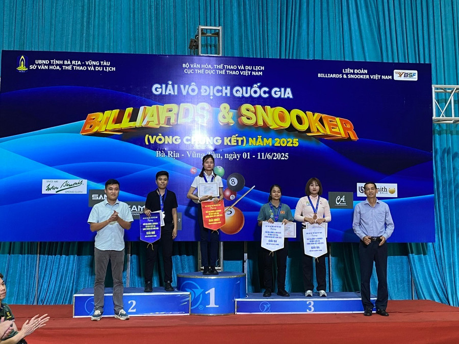 Cơ thủ Nguyễn Thị Liên giành chức vô địch tại Giải Billiards & Snooker quốc gia năm 2025. Ảnh: Văn Thuận nguyen-thi-lien-gianh-chuc-vo-dich-tai-giai-billiards-snooker-quoc-gia-nam-2025-anh-van-thuan.jpg