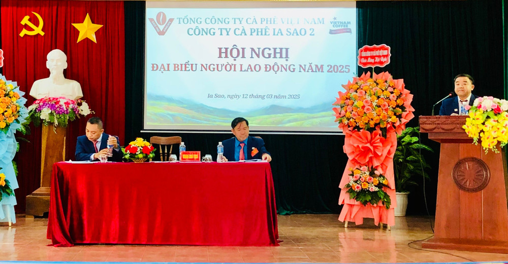Công ty Cà phê Ia Sao 2 đã tổ chức hội nghị đại biểu người lao động năm 2025. Ảnh: Lê Nam aaaa.jpg