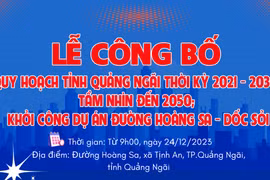 [Infographic]. Lễ công bố Quy hoạch tỉnh Quảng Ngãi thời kỳ 2021 - 2030, tầm nhìn đến 2050; khởi công dự án đường Hoàng Sa - Dốc Sỏi
